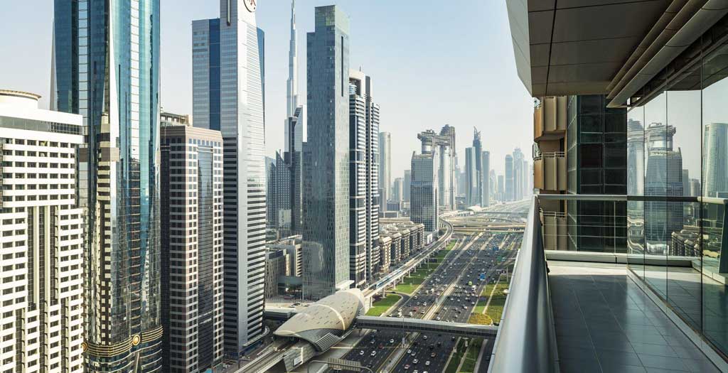 Shaikh Zayed Road Dubai arial View