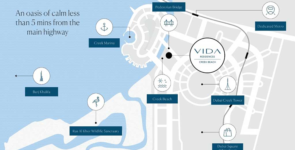 Vida Residences at Dubai Creek Harbour Location