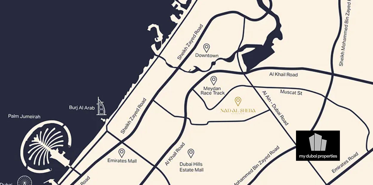 Nad AL Sheba Gardens Location Map