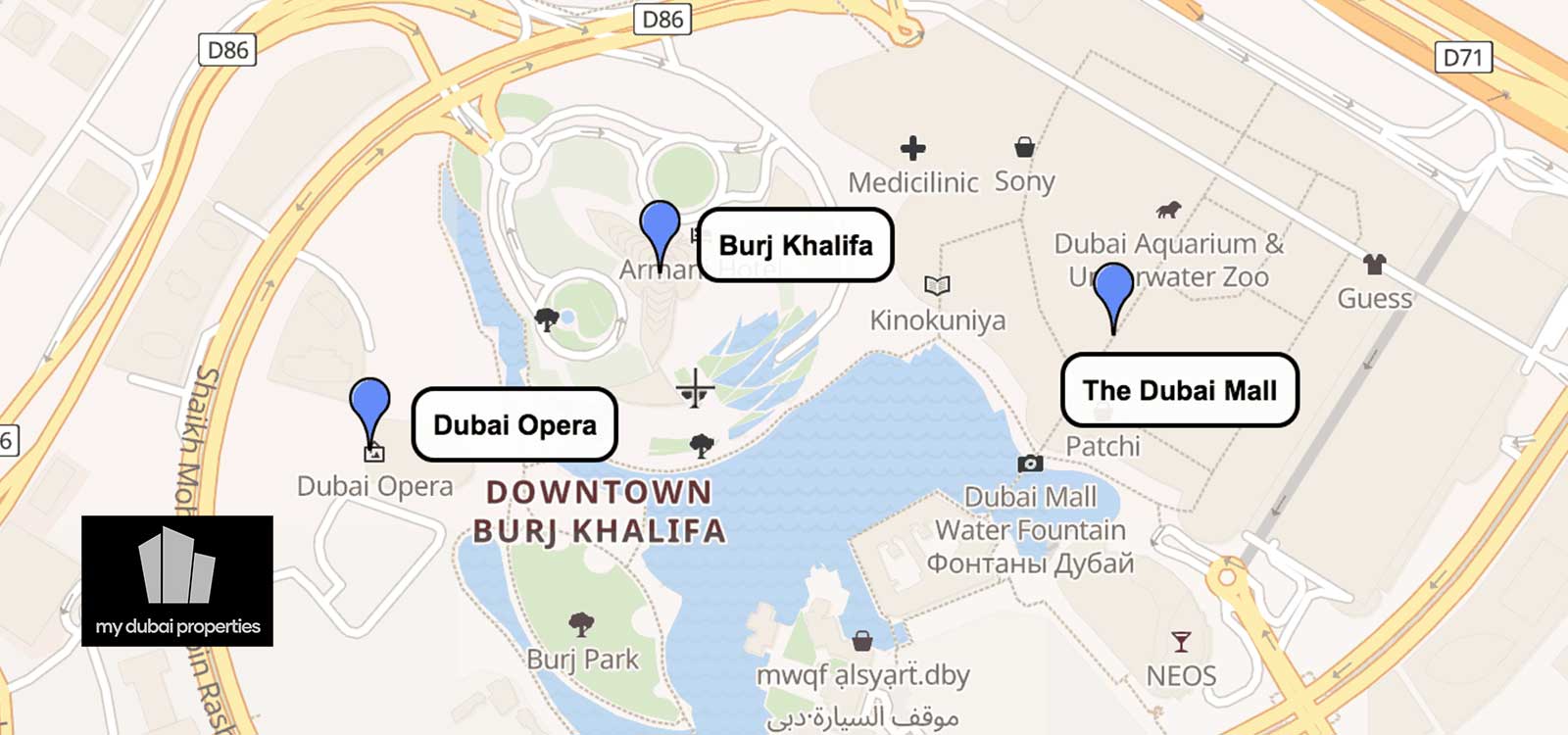 Downtown Dubai Location Map