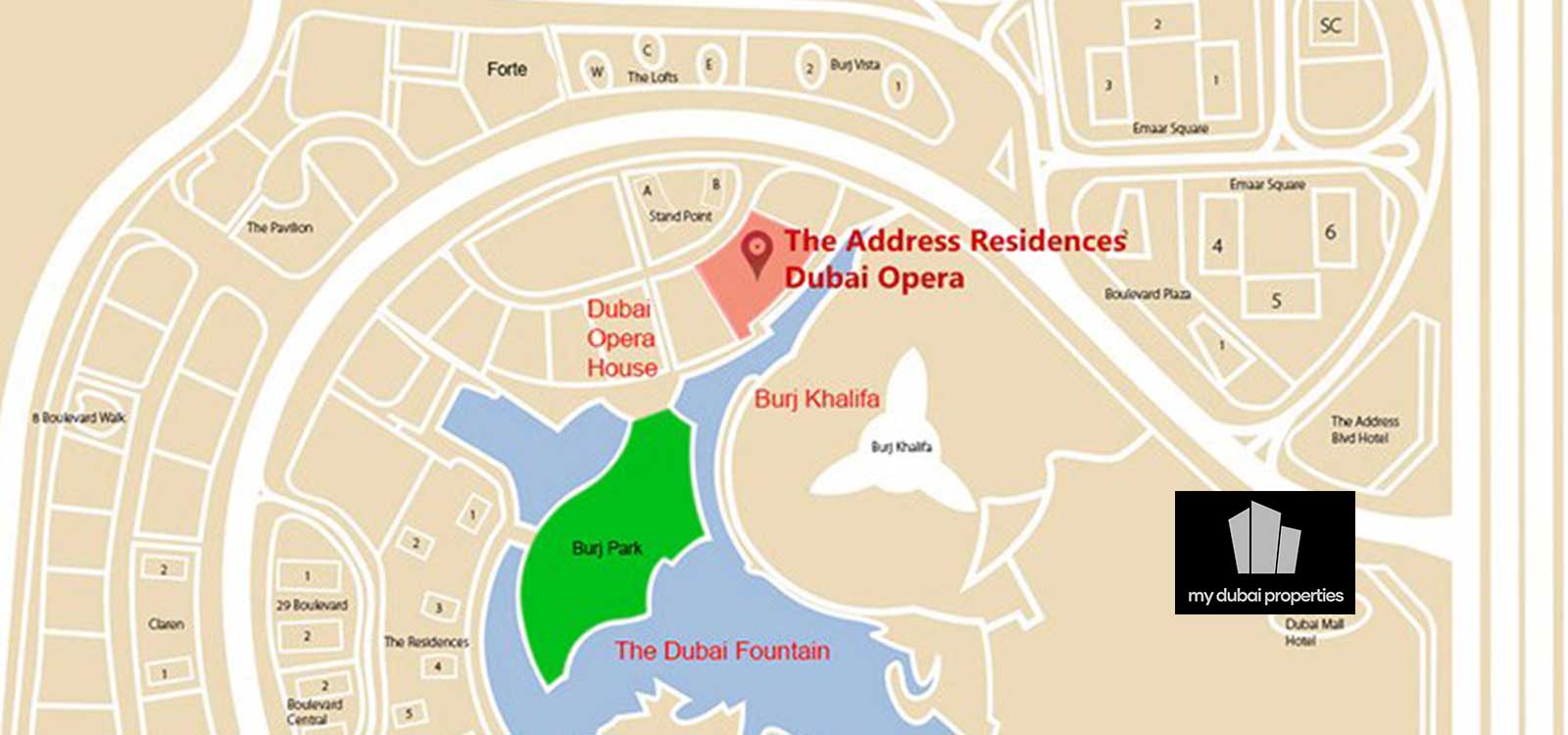 Address Residences Dubai Opera Location Map
