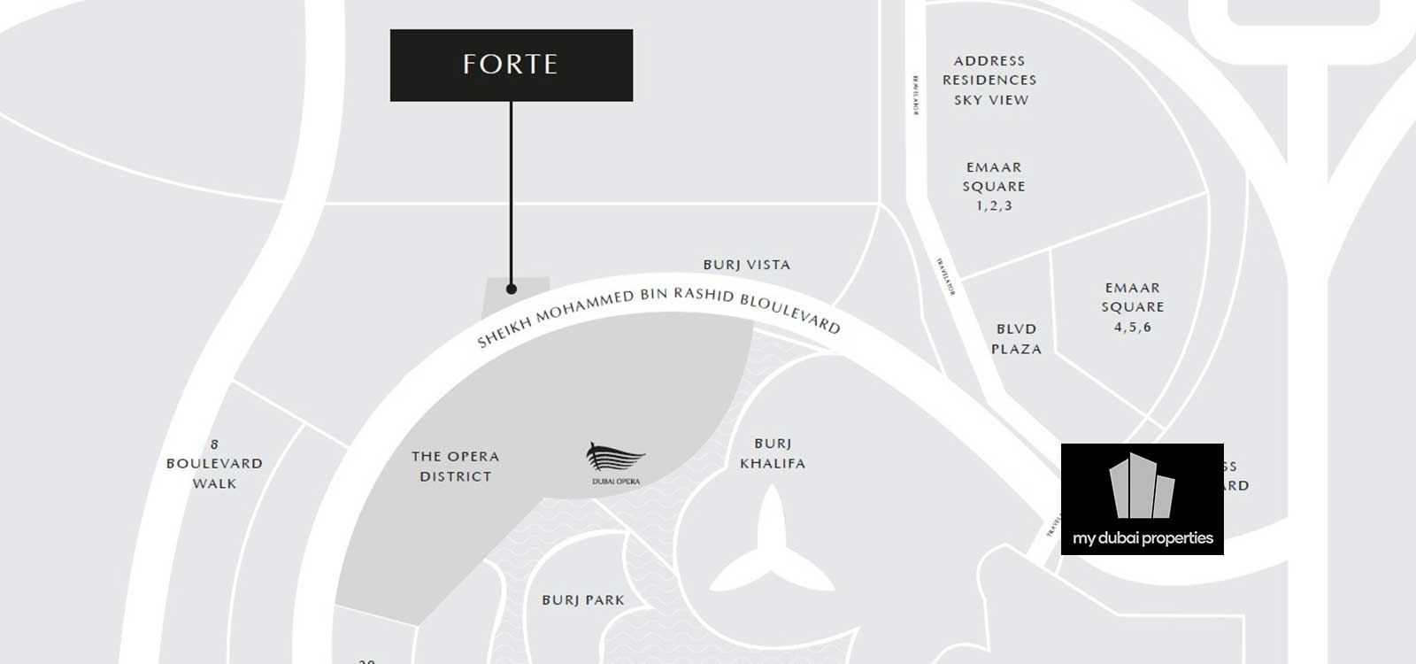 Forte Downtown Dubai Location Map