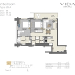 Vida Residences 2 bedroom apartments floor Plan