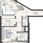 Damac Virdis 1 Bedroom Apartment Floor Plan