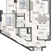 Damac Virdis 2 Bedroom Apartment Floor Plan