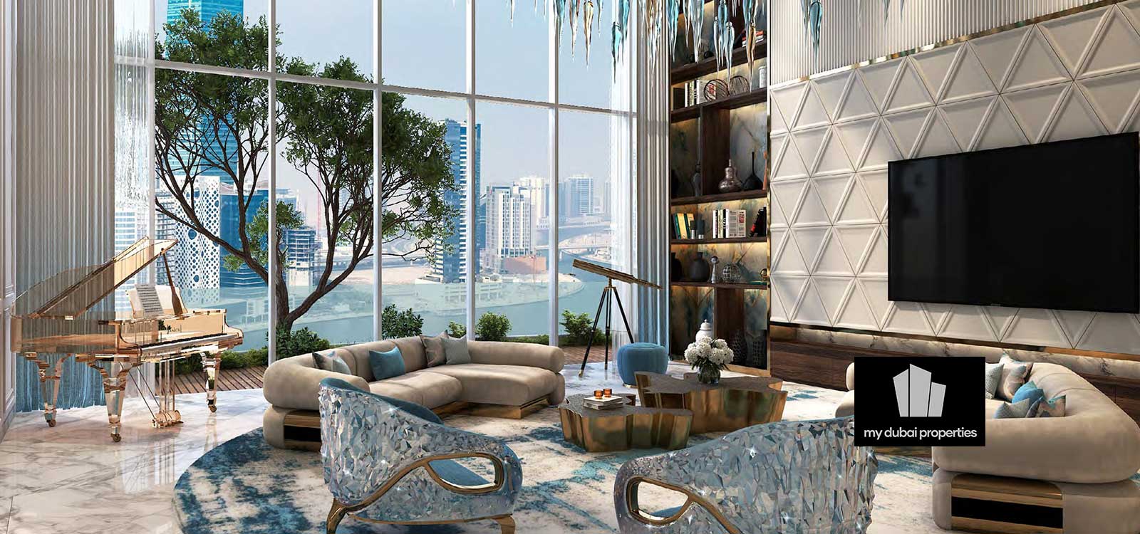 Living Room at Damac Chic Tower