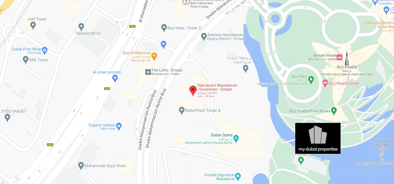 Standpoint Residences Downtown Dubai Location Map