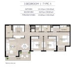 The Hamilton 3 Bedroom Apartment Floor Plan