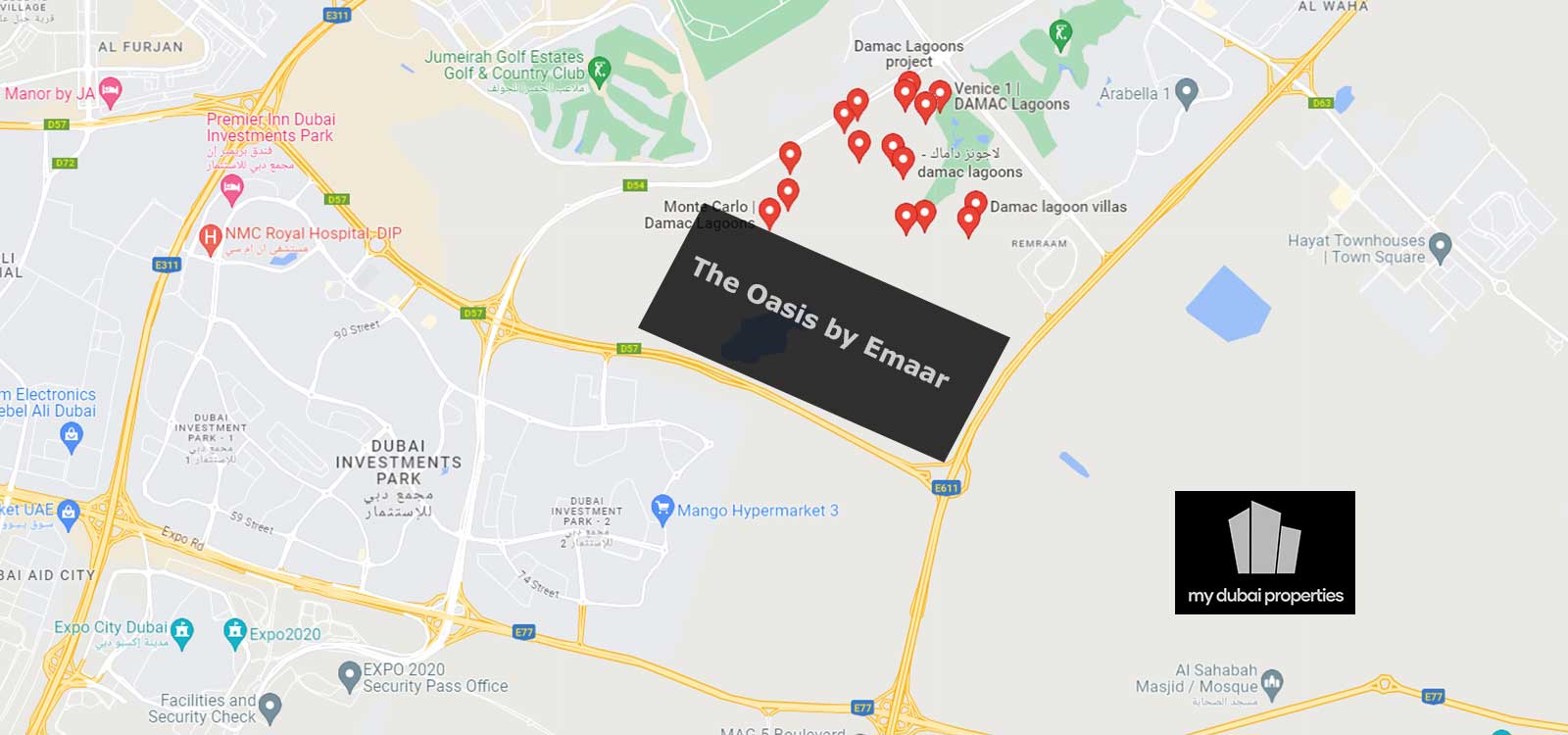 The Oasis by Emaar Location Map